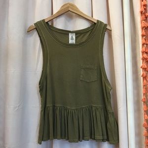 Olive Green Peplum Top
